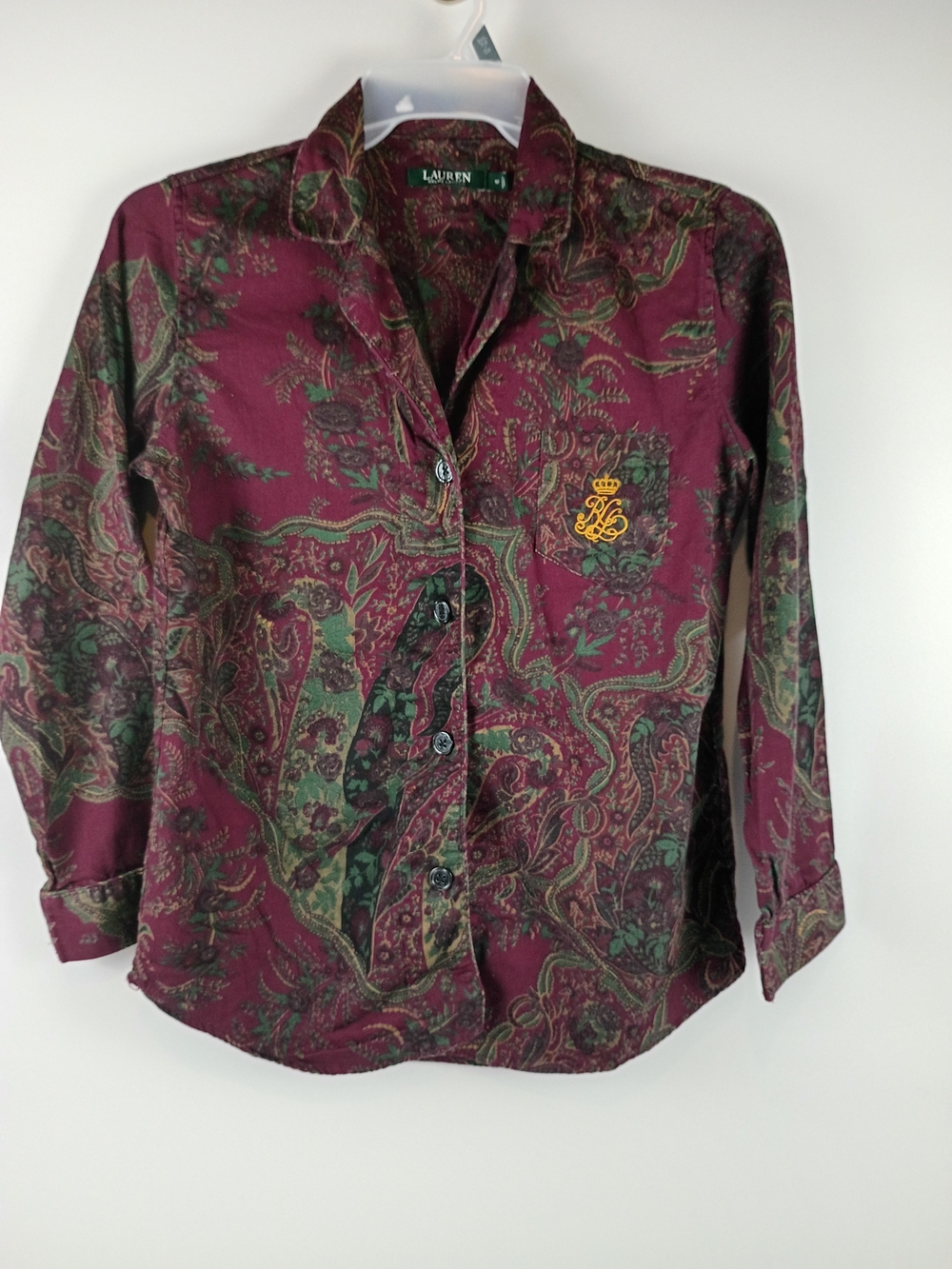 Lauren Ralph LaurenwomansBurgundy Paisley Button-Up PJ Top
